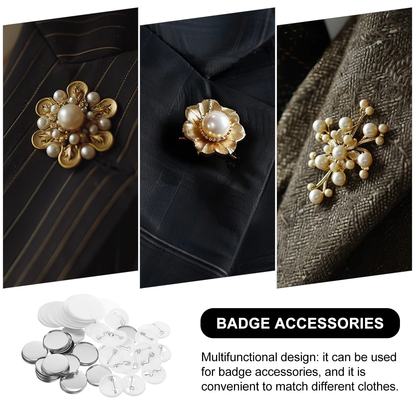 

1Set Tinplate Badge Supplies Round DIY Pin Badge Kit Plastic Back Pin Button Making Blanks for Events Parties Team Building