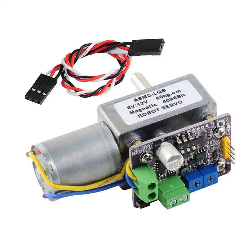 Servo encodeur magnétique à 360 degrés ASMC-LQ 30 kg / 60 kg avec réducteur à vis sans fin, bras de servo en métal, support de disque pour les commandes de vannes de robot