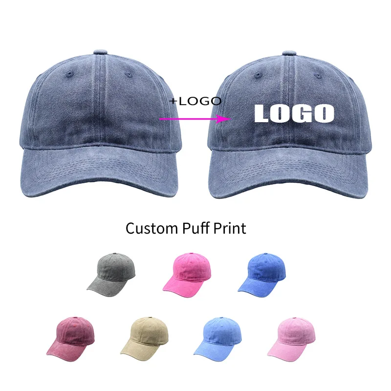 Dropshipping Custom Text Hat Unisex Puff Lettering Casual Adjustable Baseball Caps Hip Hop Cap Street Vintage Dad Hats