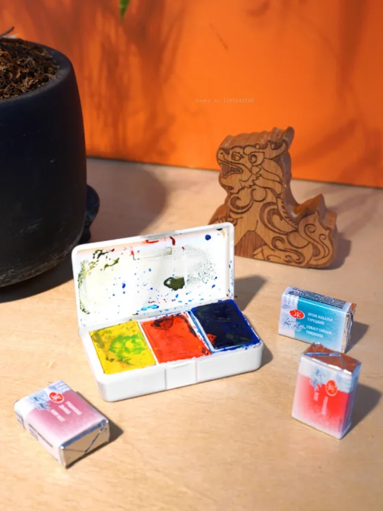 Imagem -06 - Portátil Mini Aquarela Pigmento Subpacote Box Art Supplies Viagens ao ar Livre Creative Colorido Desenho de Armazenamento Color Mixing Tools