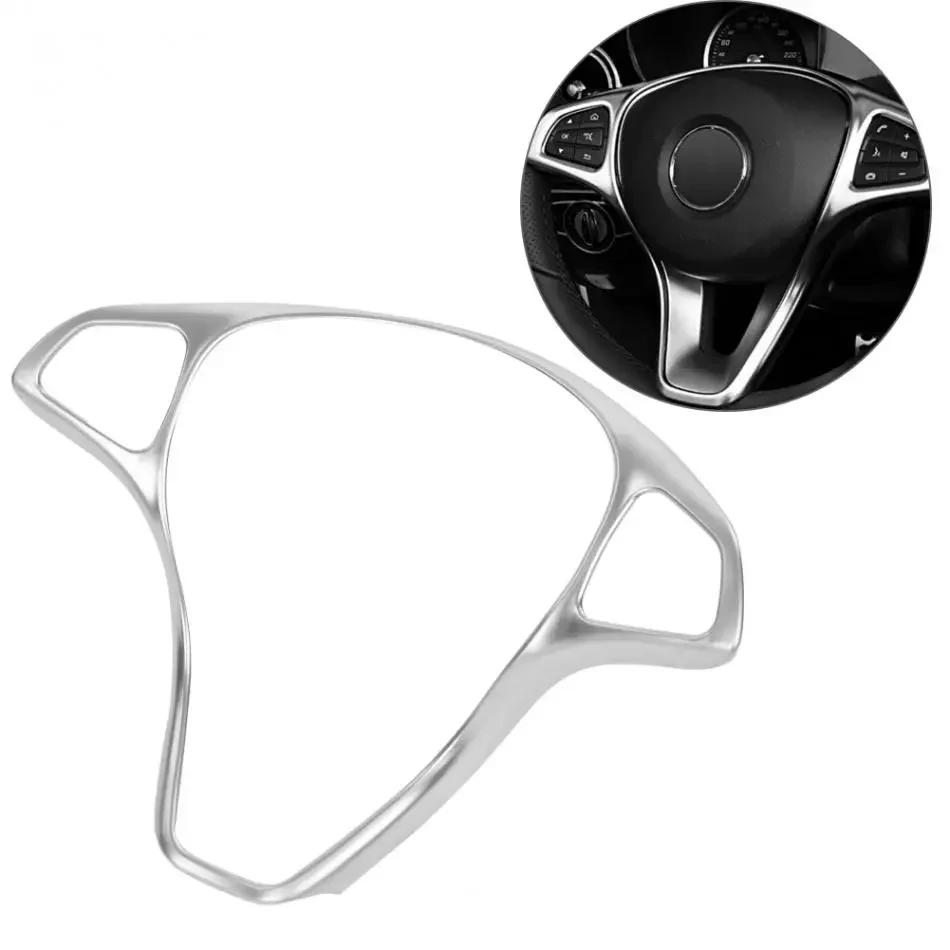 Silver Chrome Car Steering Wheel Button Frame Trim Cover for  Vito W447 2014 2015 2016 2017