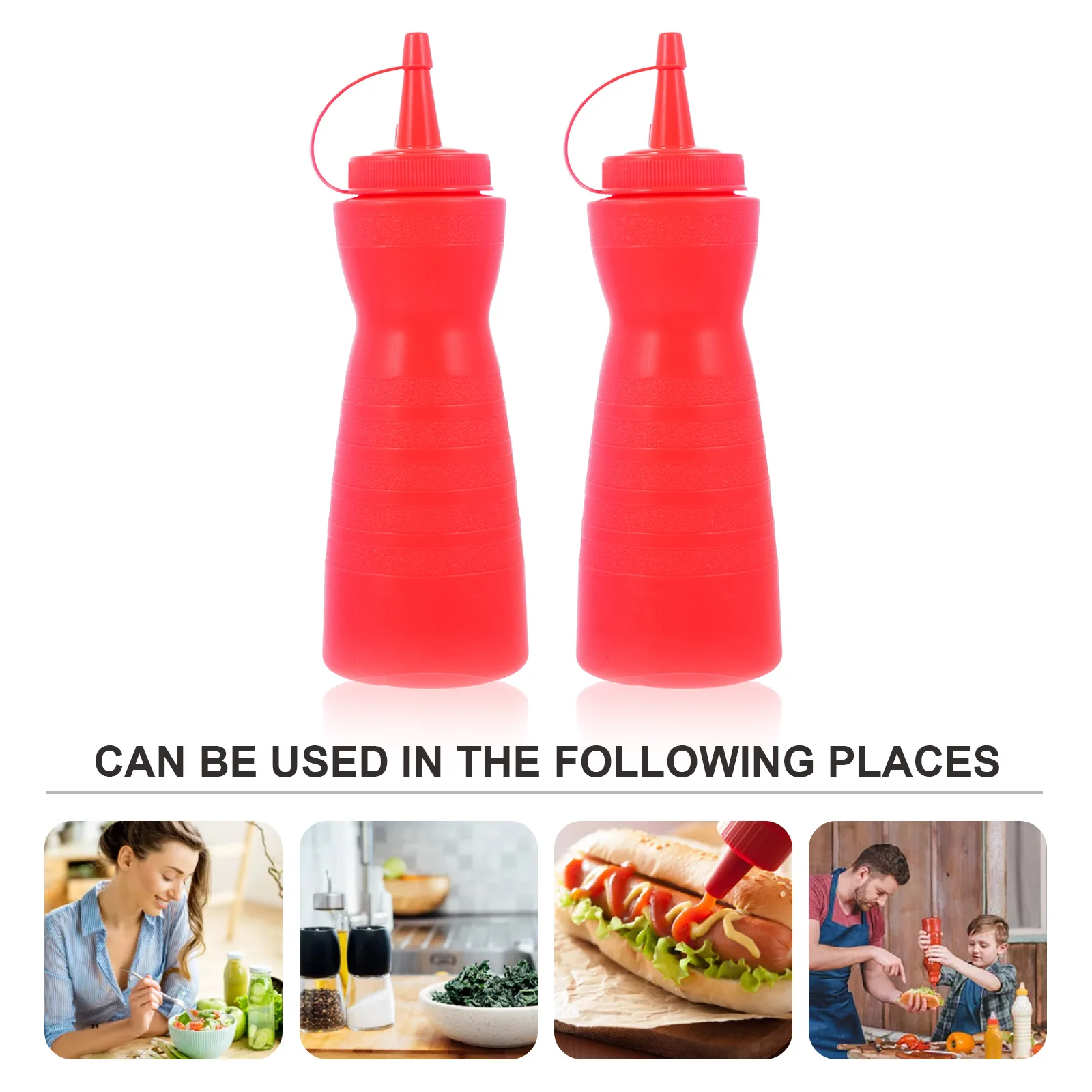 

2Pcs Squeeze Sauce Bottles Plastic Condiment Containers Pe Ketchup Mustard Kitchen Squeeze Bottle Easy Control Dose Acid