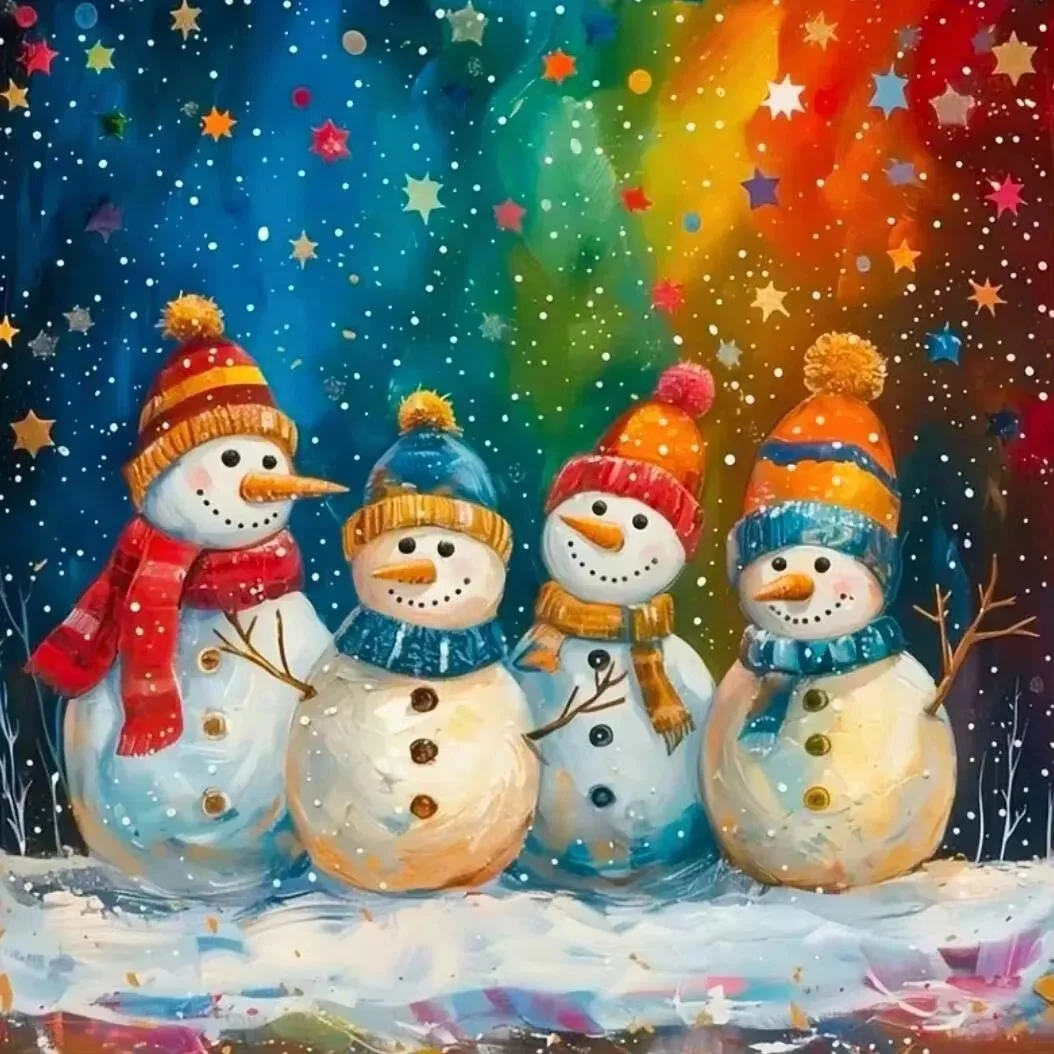 Adult Jigsaw Puzzle 500/1024 Pieces Puzzle Colorful Snowman Landscape Paper Puzzle Decorative Painting Exercise Brain Thinking