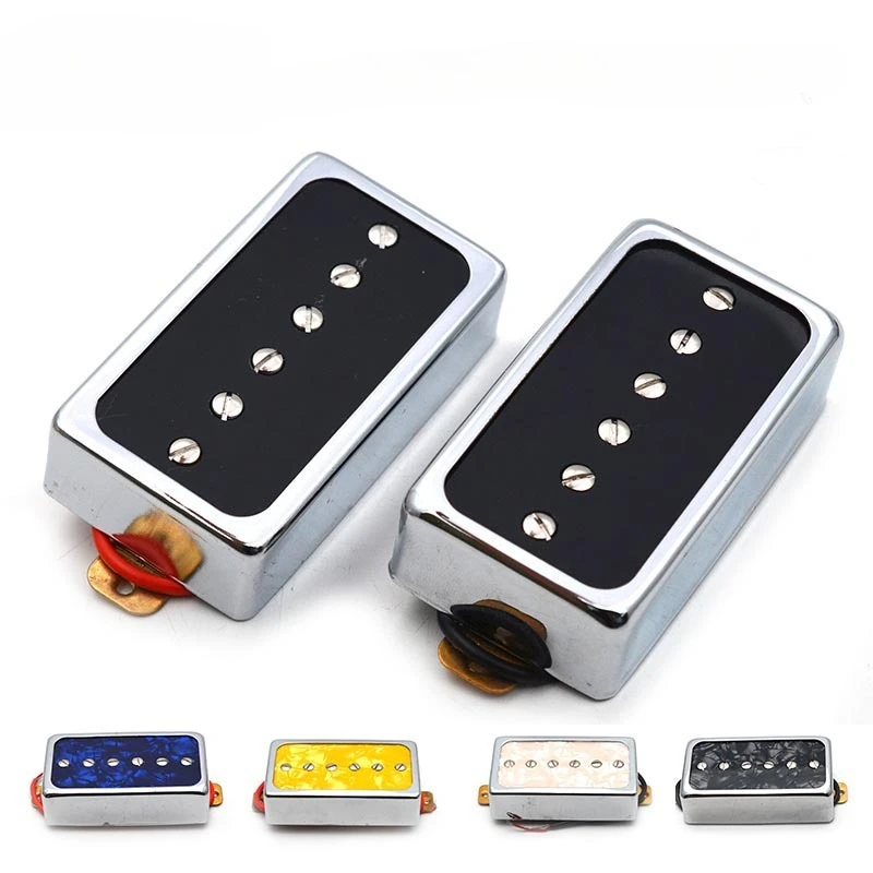 P90 Alnico Single Coil Guitar Pickup Set Pickups Chrome Metal Cover Multi Color Plate for LP-Style 6 String Electric Guitar