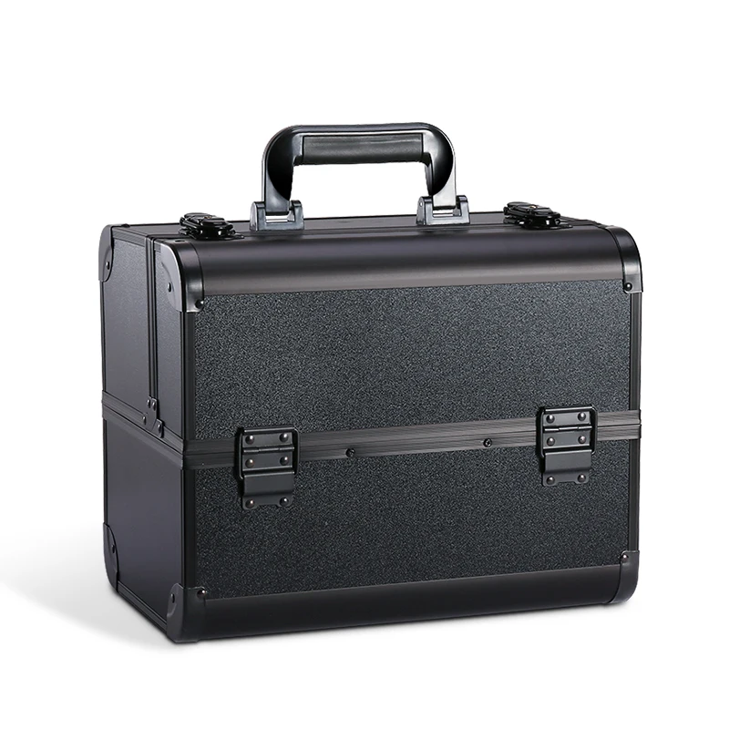 Makeup Train Case Pro Adjustable 4 Sliding Trays Cosmetic Case Storage Organizer Box Lockable Compartments