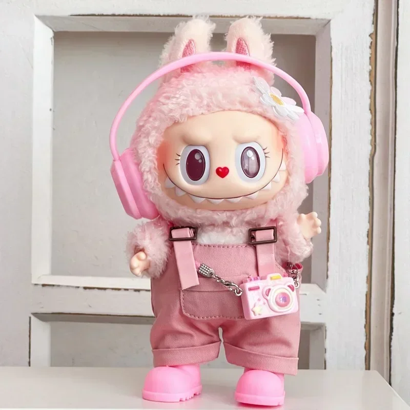 

For 15-17 cm v1v2 Labubu Clothes outfit Labubu Sitting Party Bear Label Scarf Hat Bag Dolls Accessories Cute Decoration