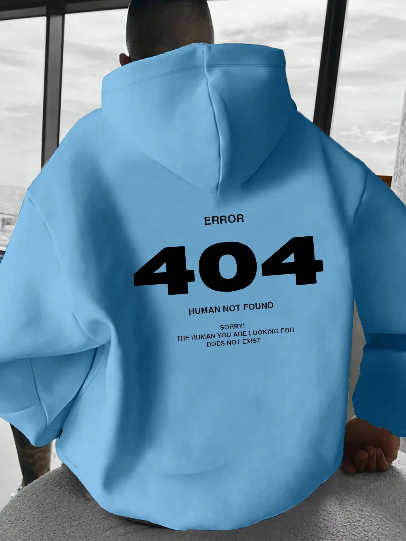 Men's hip-hop hoodie Error 404 Human Not Found Men's hoodie with number print Sweatshirt hoodie