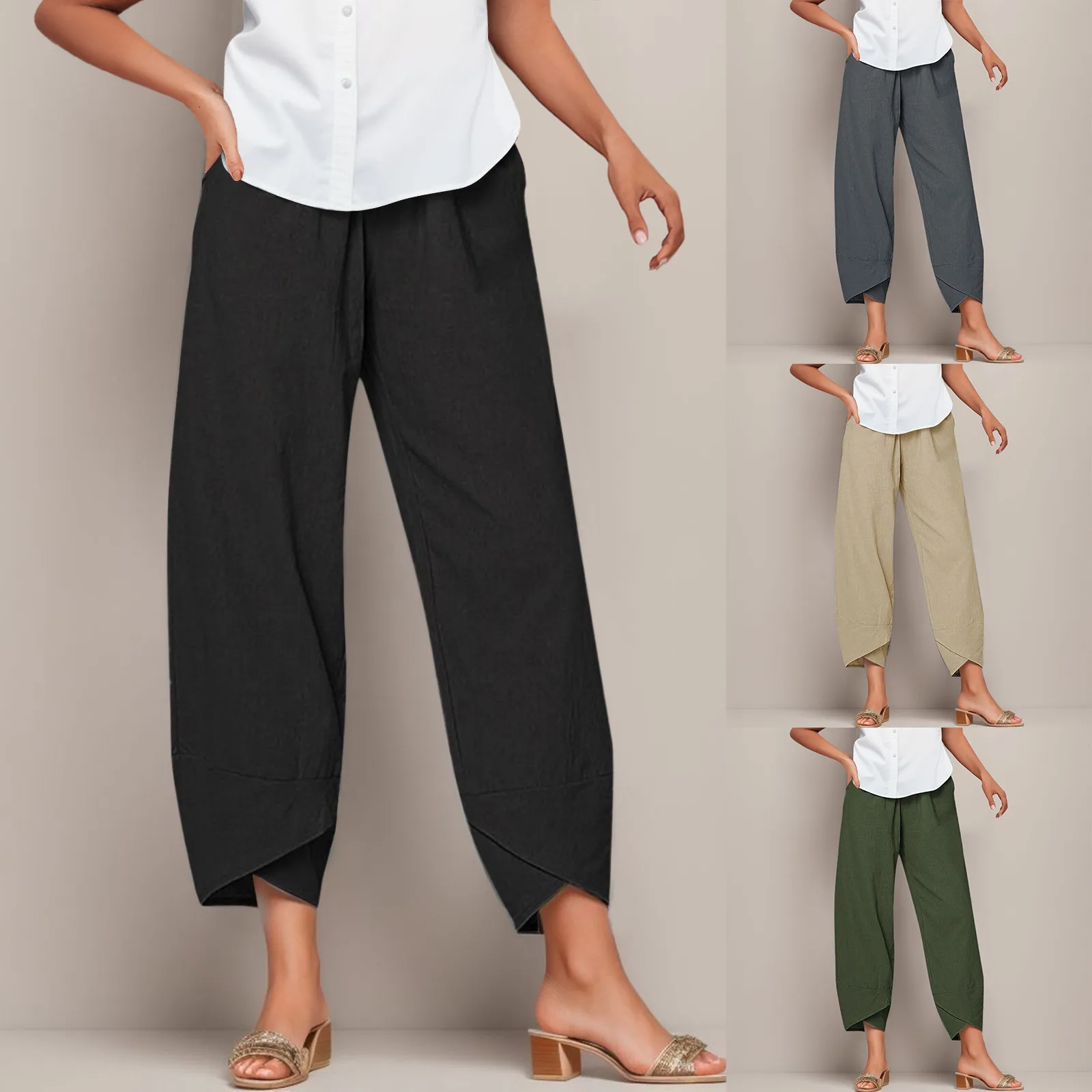 

Women's Straight Leg Trousers Summer Loose Comfortable Pants High Waist Solid Color Simplicity Casual Long Pants For Female