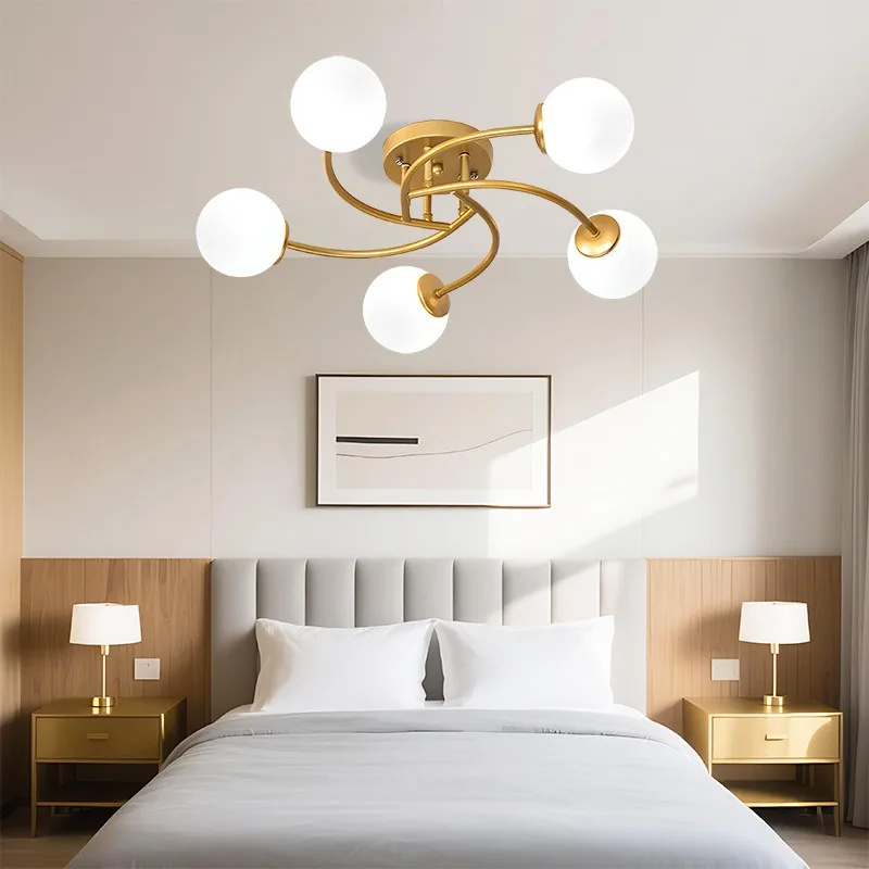 American Luxury Ceiling Lights Living Dining Room Creative Ceiling Lamps Dual Purpose Bedroom Dining Room Glass Ball Art Fixture