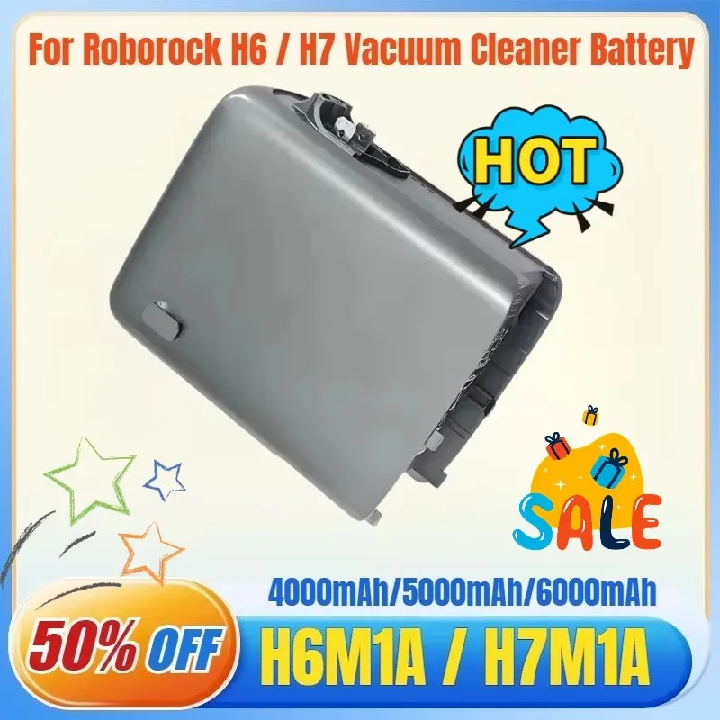 SWZY NEW 4000mAh-6000mAh High Capacity Battery for Roborock H6 / H7 Vacuum Cleaner Accessories Lithium Battery H6M1A / H7M1A
