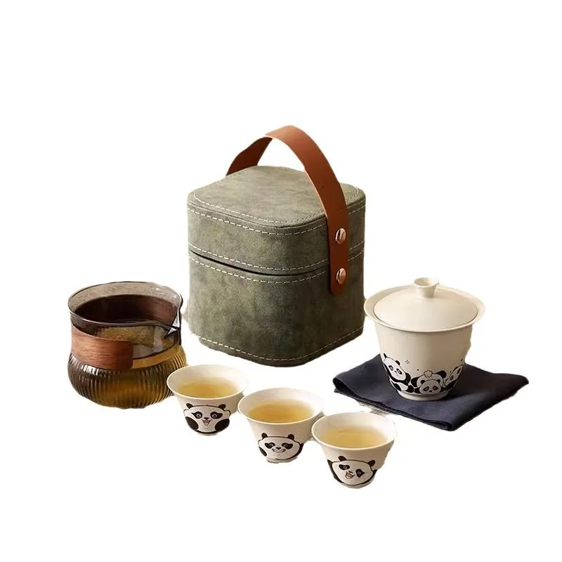 

Teacup set Outdoor portable travel tea cup one pot three cups