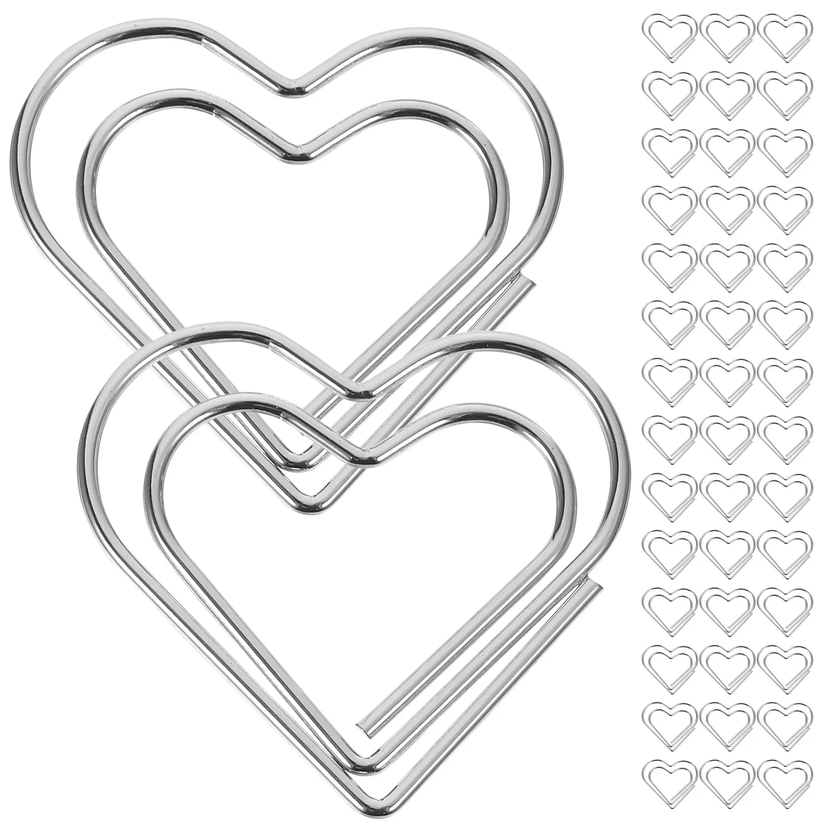 100 Pcs Paper Clips Heart Shaped Paperclips Love Card Delicate Office Document Novelty Silver Cute