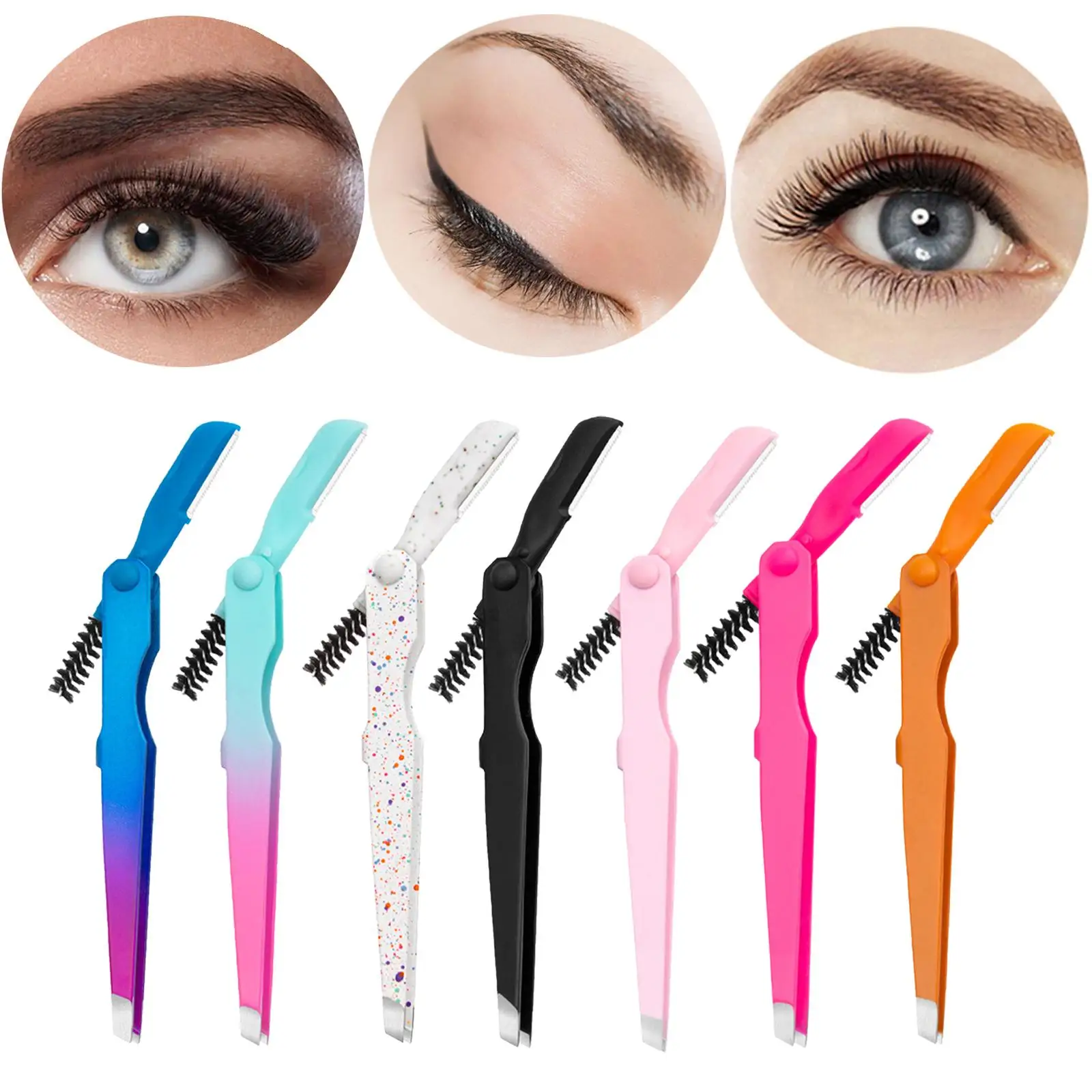 Pinzas para cejas, herramienta, pinzas de punta plana, a prueba de herrumbre, agarre cómodo, recorte de cejas para mujeres y niñas, recortador de cejas multifuncional