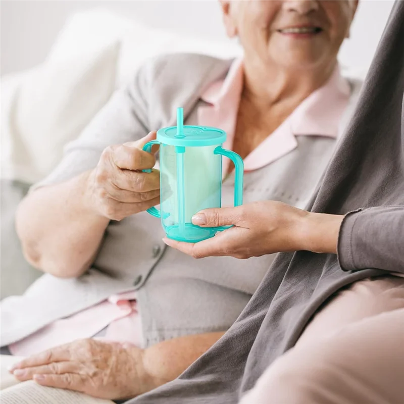 M12K-3 copos plásticos da abóbada dos pces 12oz para adultos, copos da prova de derramamento para pacientes deficientes idosos da disphagia