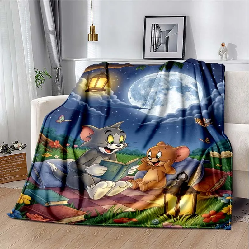 Cartoon Anime-TOM-AND-JERRY-CUTE Kawai Super Soft Throw Blanket,Warm Cozy Blanket for Bed,Sofa,Bedroom,Living Room,Travel,Hiking