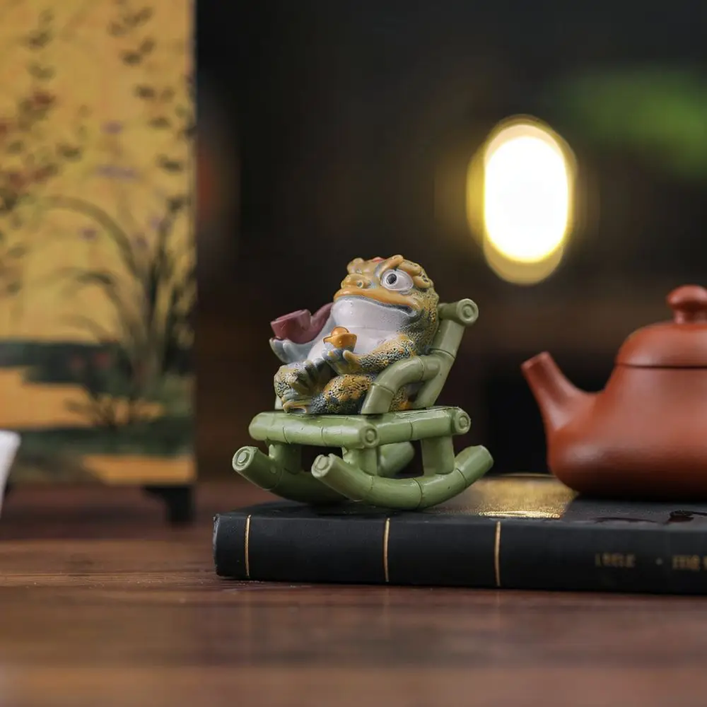 Cute Rocking Toad Statue Tea Table Decoration Heat Sensitive Color Changing Resin Figurine Desktop Gift For Tea Lovers