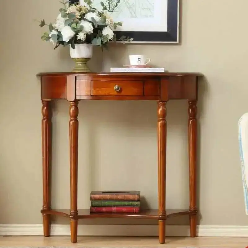 Tables Table Light Simple Nordic Semicircle Solid Console Console Wood Chinese Luxury Household for Table Entrance for Corridor