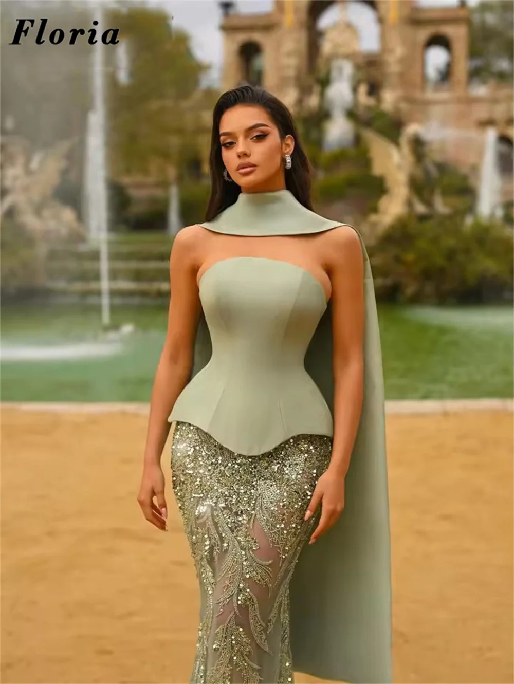 

Arabic Green Mermaid Evening Dresses Elegant 2025 Robes De Soiree Beading Women Prom Dress Dubai Wedding Party Gowns Customized