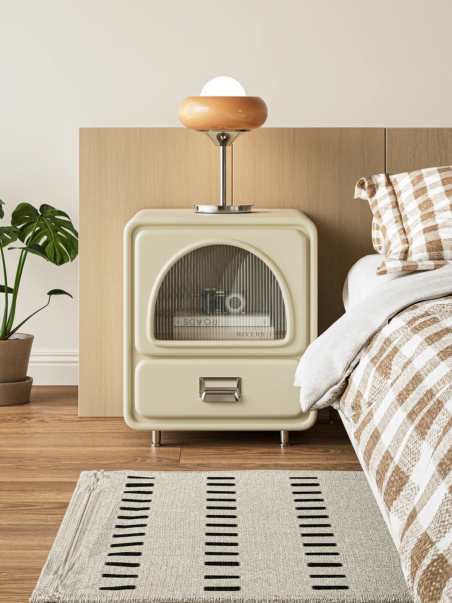 Cream wind bedside table Modern simple household bedroom Cute bedside table