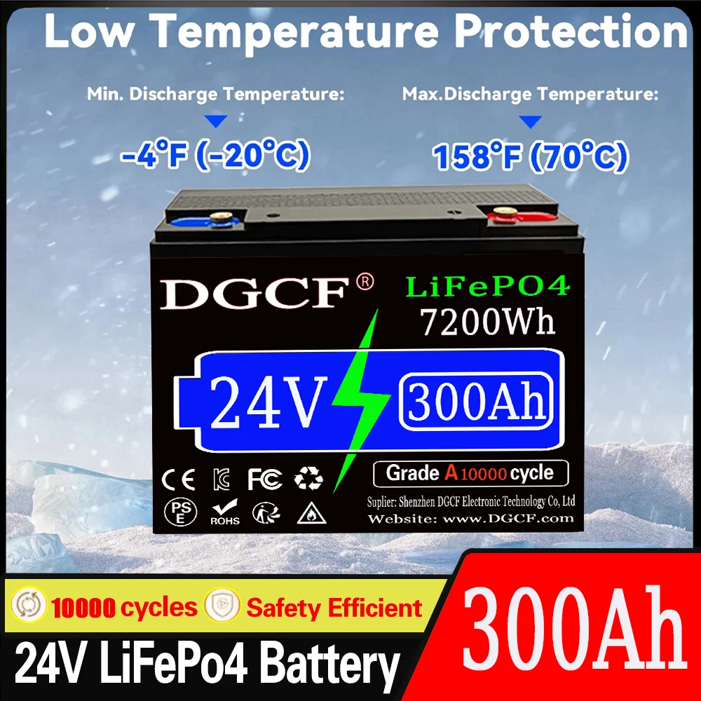 

24V 9600Wh 400Ah LiFePO4 Lithium Battery, Built-in 200A BMS, Rechargeable Battery, For RV/Camper, Solar, Marine, Overland/V