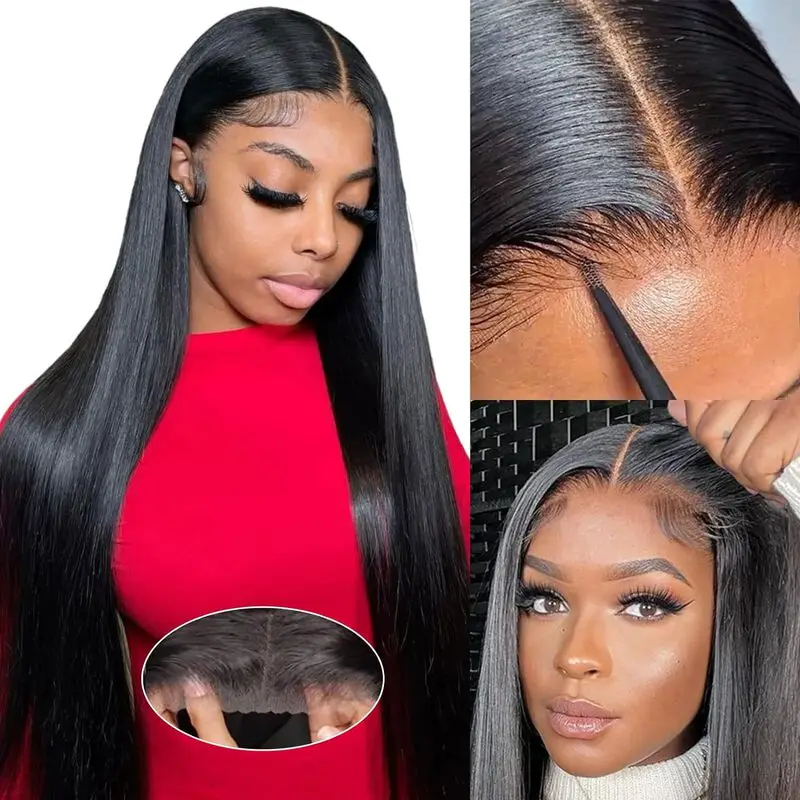 Straight Lace Front Human Hair Wigs For Black Women Natural Hairline Transparent 13x4 Lace Frontal Wig Human Hair Pre Plucked