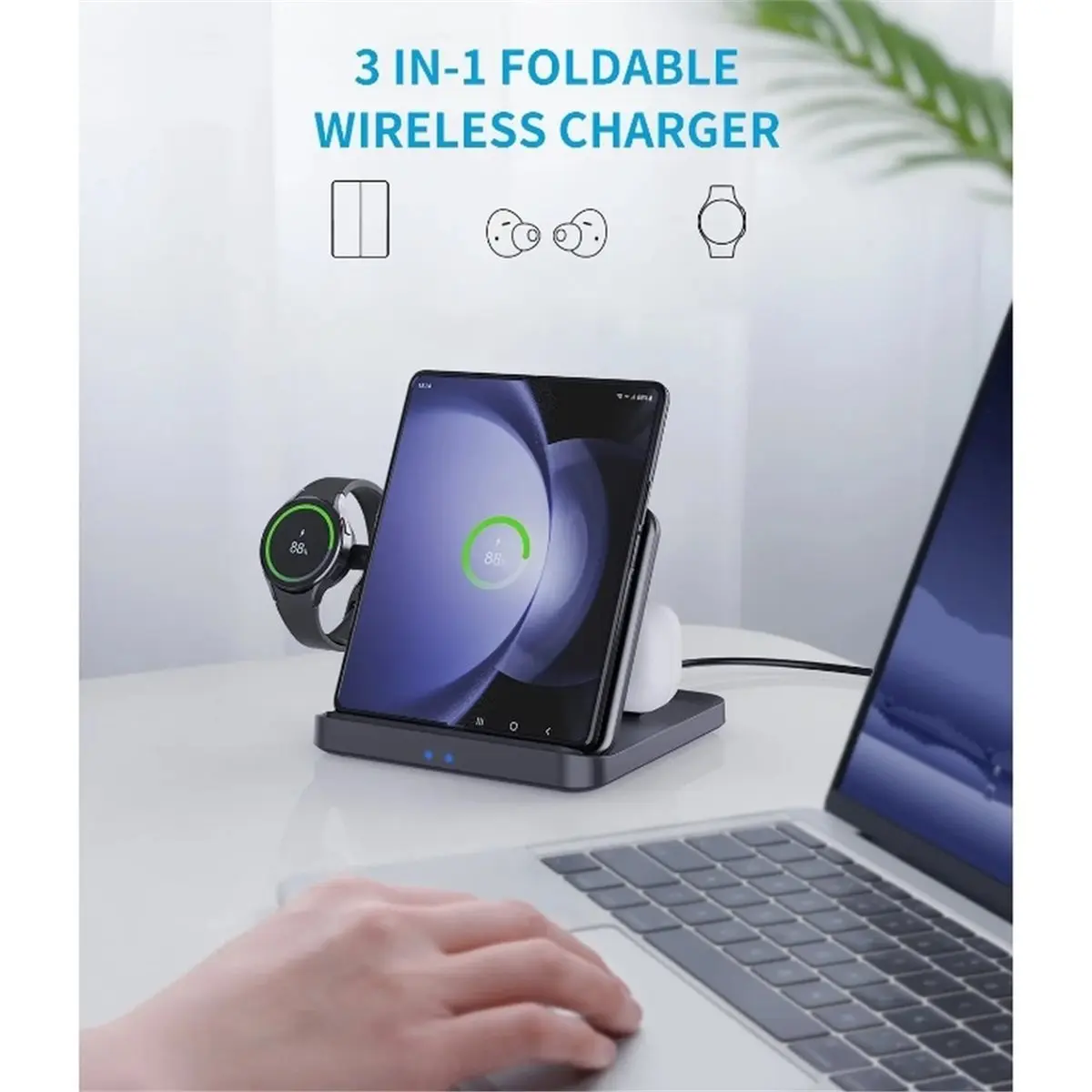 update. Foldable Wireless Charger 3 in 1 for Samsung Z Fold 7 6 for Galaxy S24 S25 Ultra Wireless Charger Stand