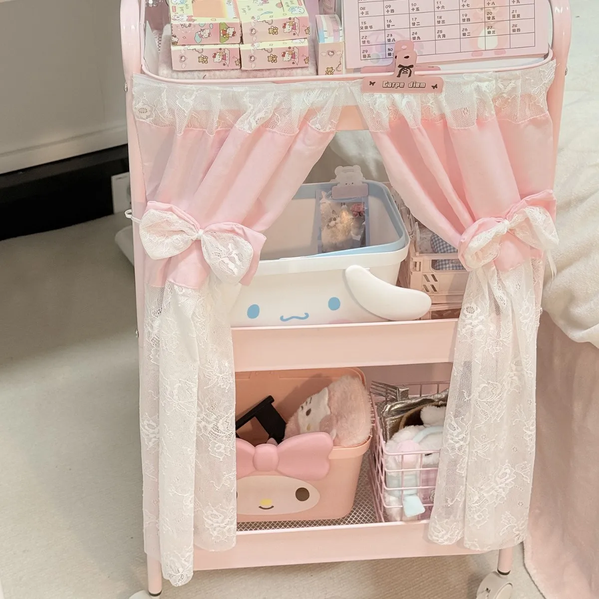 Mobile Multi-Functional Carbon Steel Storage Rack Small Cart Stand Home Use Multi-Layer Snack Miscellaneous Goods Organizer