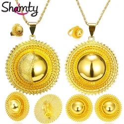 Shamty Big Size/Ethiopian bridal Jewelry Earring/Necklace/Ring Gold Color  African gold sets/Nigeria/Sudan/Eritrea/Kenya/Wedding