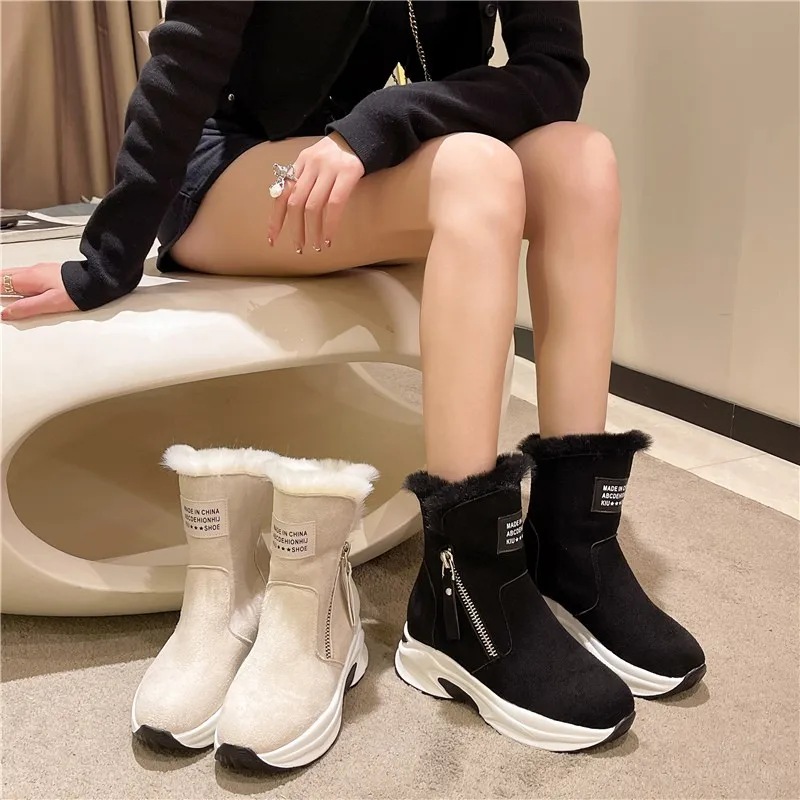 Warm Womens Sneaker New Fashion Women Shoes Flat and Comfort Snow Boots Versatile Thick Soled High Tube Simple Casual Shoe Tênis