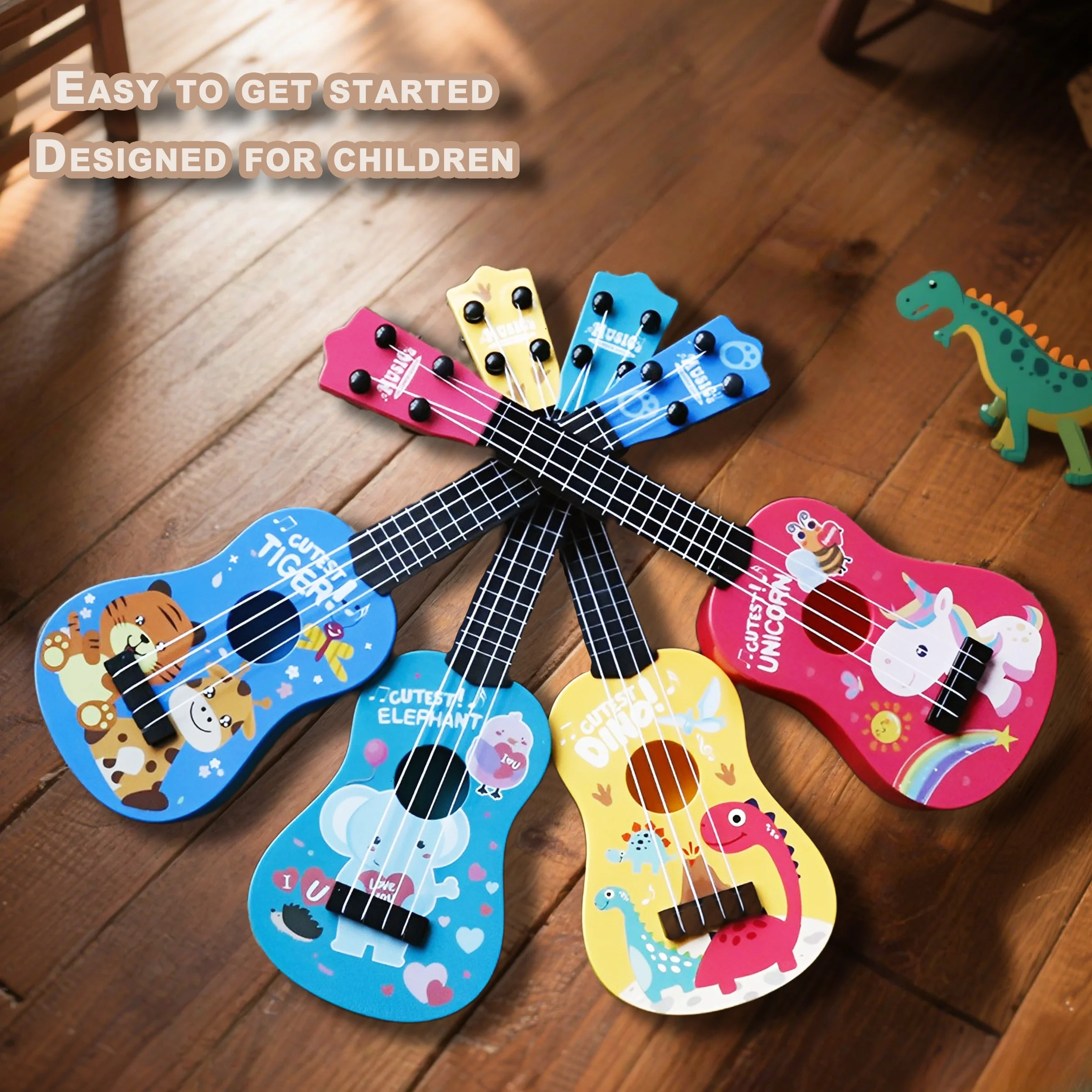 لعبة جيتار القيثارة الممتعة للأطفال، ضبط لطيف مكون من 4 أوتار، لعبة تعليمية مضيئة قابلة للعب، مناسبة لهدايا أعياد الميلاد والعطلات للأولاد والبنات