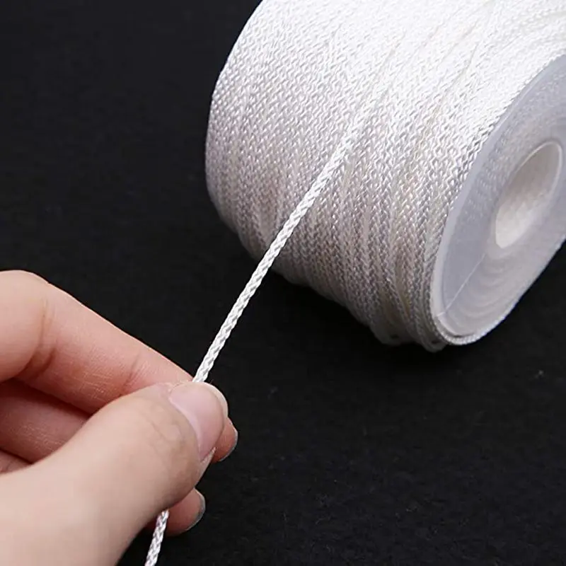 1.8 mm × 100 Yards/Roll Braided Lift Shade Cord - White Polyester Shade Blinds Pull String Rope for Aluminum Blinds Windows, Rom