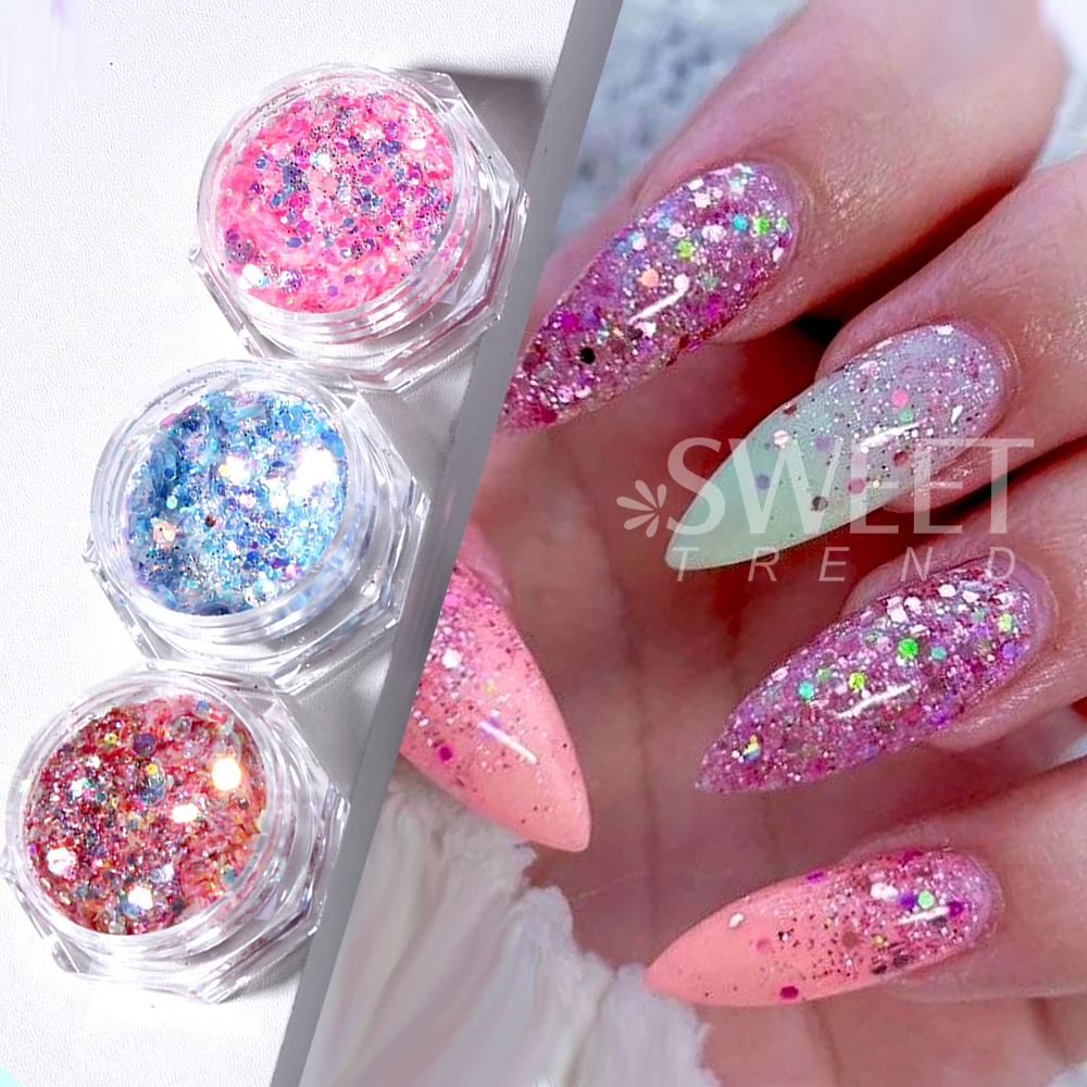 10 ألوان مزيج-مسدس مسمار بريق الترتر المجسم مكتنزة مسمار رقائق لتقوم بها بنفسك مسمار الفن زينة مانيكير شرائح اكسسوارات #5