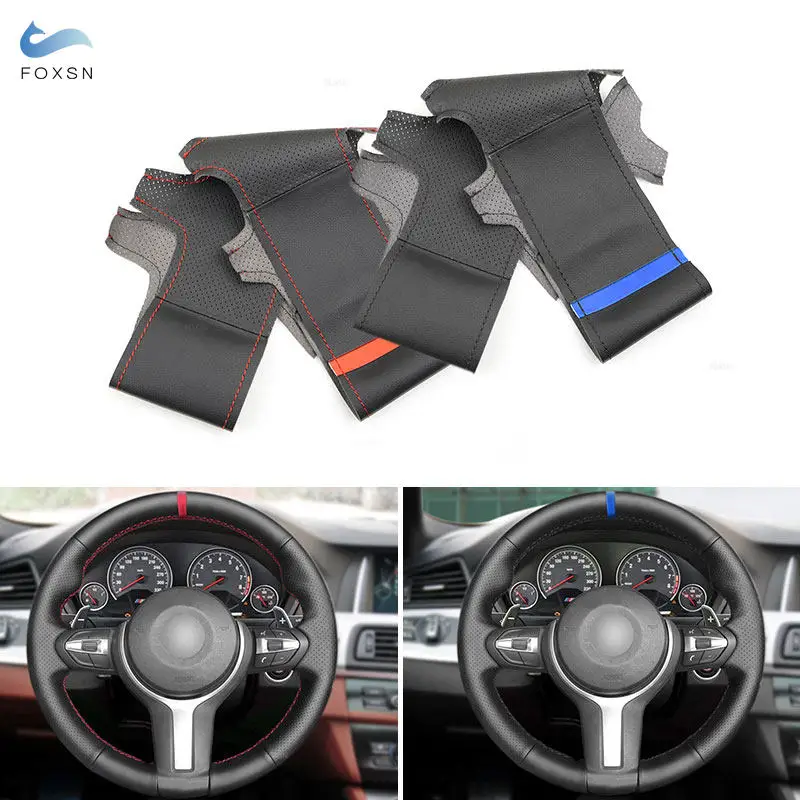 Image of Für BMW M Sport F20 F21 F45 F30 F31 F32 F10 F12 F39 F48 F25 F26 F15 F16 Auto Lenkrad Perforierte Leder Schutz Abdeckung