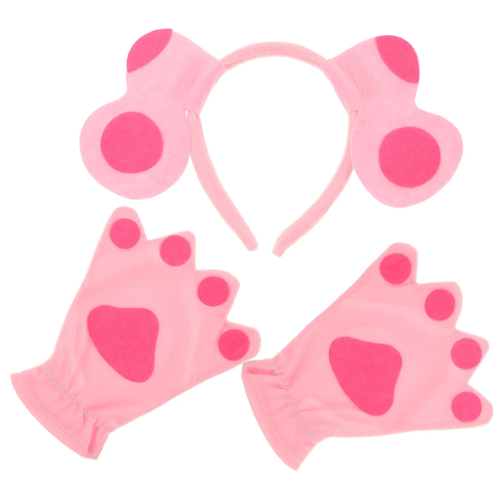 1 set orecchie di cane fascia cosplay guanti morbidi e caldi zampe di animali set di costumi per cuccioli di Halloween accessori per feste di gioco di ruolo