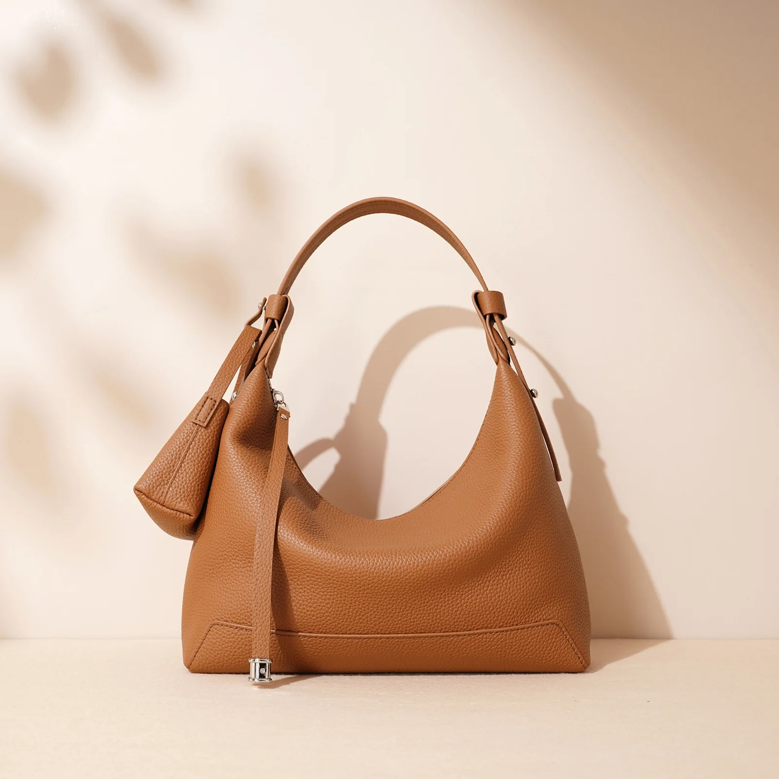 

Collection Lunch Box Bag Women Genuine Leather Underarm Baguette Bag Chic Versatile High-end Minimalist Crossbody Shoulder Bag