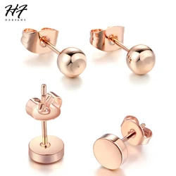 Simple Little Bean Shaped Stud Earring For Women Rose White Gold Color Metal Fashion Jewelry Gift For Girls Daily Party E445