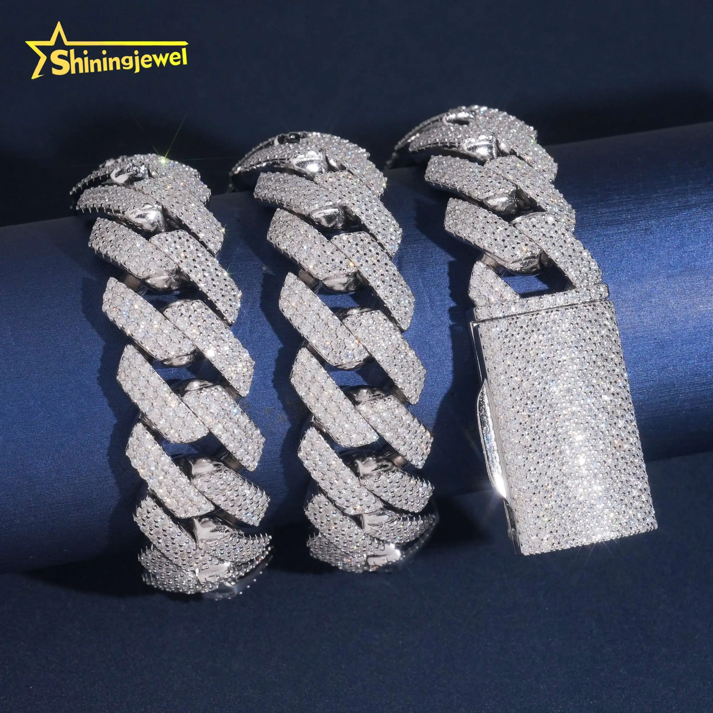 3Rows 20mm Thick Hot Sale Moissanite Diamond Cuban Link Chain Hip Hop Jewelry 925 Silver Iced Out Cuban Link Chain...