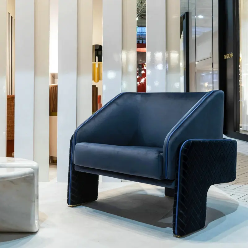 

⌁l Home Furniture Living Room Velvet Leisure Chairs Designer Wooden Armchair Hotel Lobby Single Sofa Chair