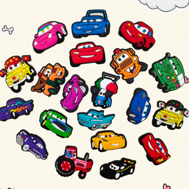 

20pcs Miniso Cars Lightning McQueen Bracelet Charms for Boys & Girls Shoe Accessories Birthday Gift Ornament Fit