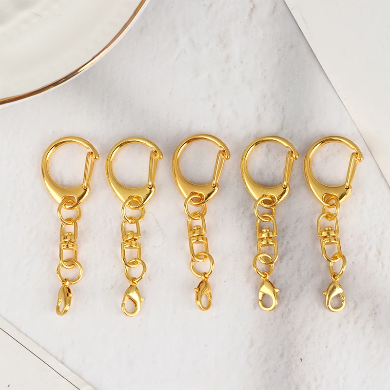 5/10/50Pcs Silver Gold Color Metal Heart Shaped Spring Clasps DIY Keychain Jewelry Making Accessories