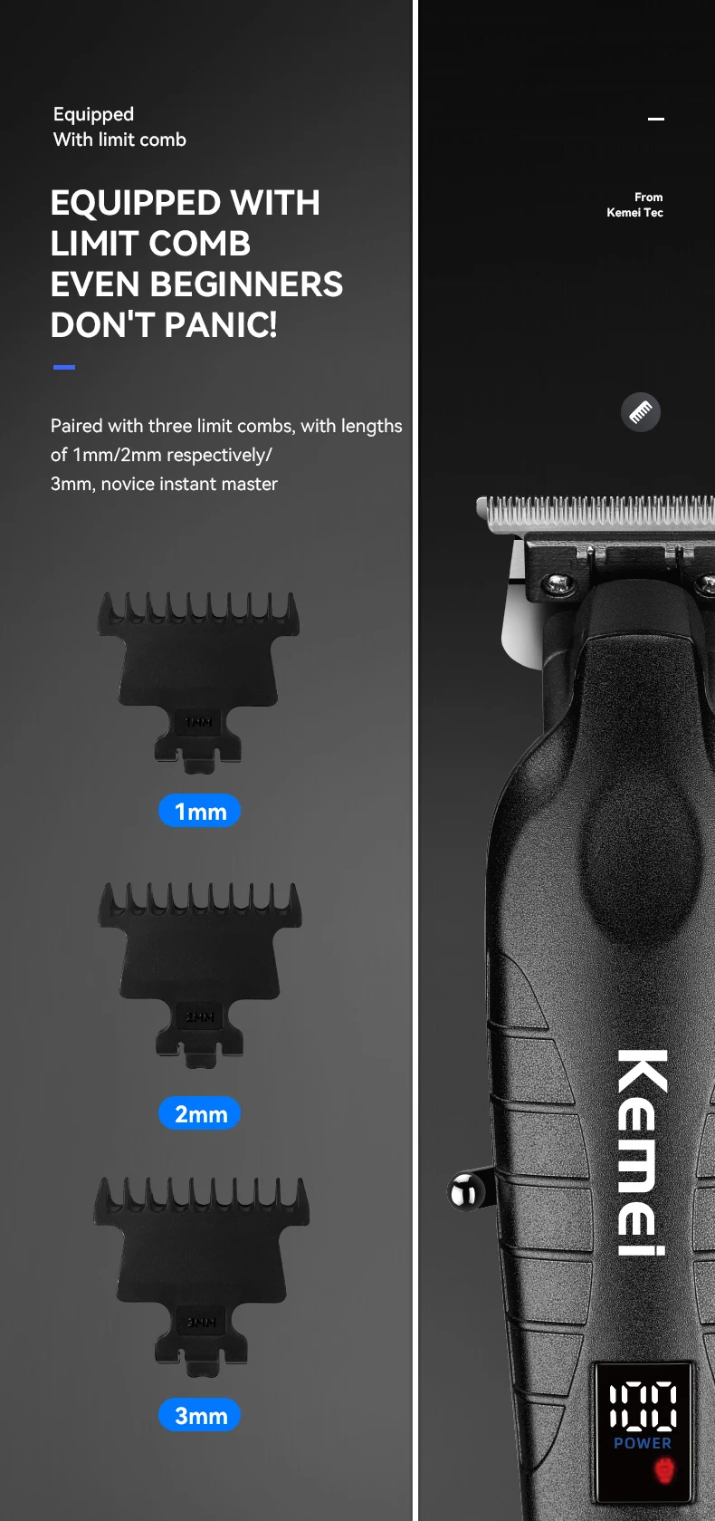 Kemei Haarschneidemaschinen-Set für Männer Elektrischer Rasierer Haarschneider Professionelle Schneidemaschine KM-2296 KM-3382 KM-2293 Haarschneidemaschine – Detail 7