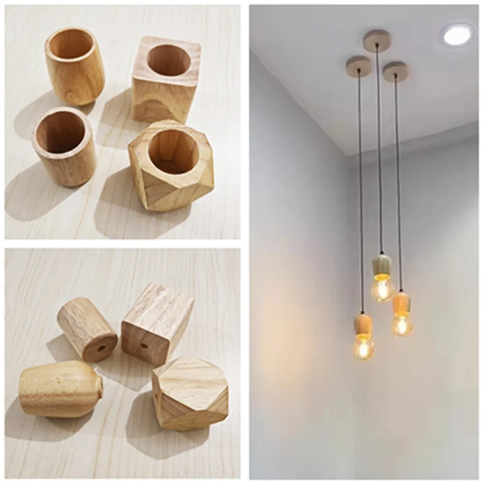 Retro Wooden Table Lamp Base E27 Socket Vintage Desk Lamp Holder Wooden Base Table Light EU/US/AU/UK Plug Bedroom Bedside Lamp