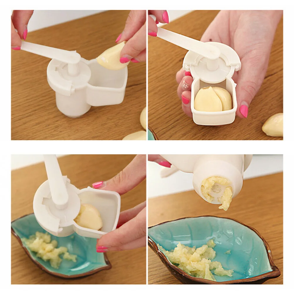 

Garlic Press Shredder Cutter Plastic Hand Operated Multi-Function Kitchen Utensil Tool For Garlic Ginger Slicing Lightweight