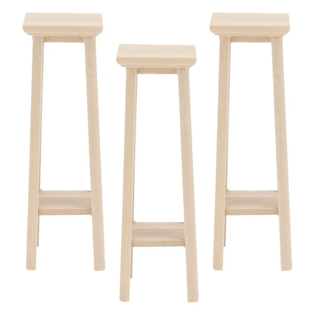 

3Pcs Mini Wooden Stool Flower Pot Rack Mini House Display Stand for Micro Landscape Gardening Decor Miniature Storage Shelf