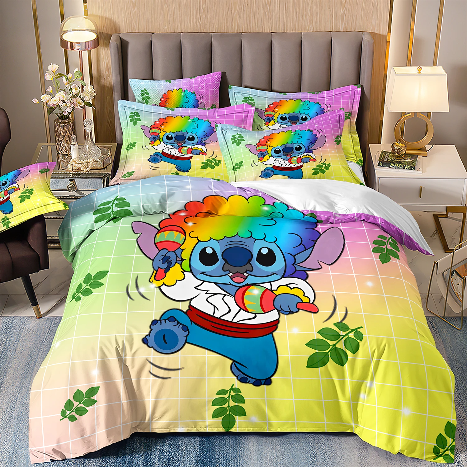 

Animation Lilo & Stitch Bedding Set Disney Lilo Stitch Duvet Cover Pillowcase Home Decor for Kids Gifts Various Sizes