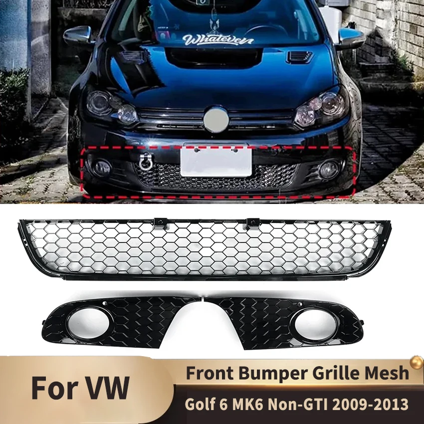 

Передний бампер, средний капот, противотуманная фара, накладка на решетку для VW Golf 6 MK6 Non-GTI 2009 2010 2011 2012 2013, сотовая решетка радиатора