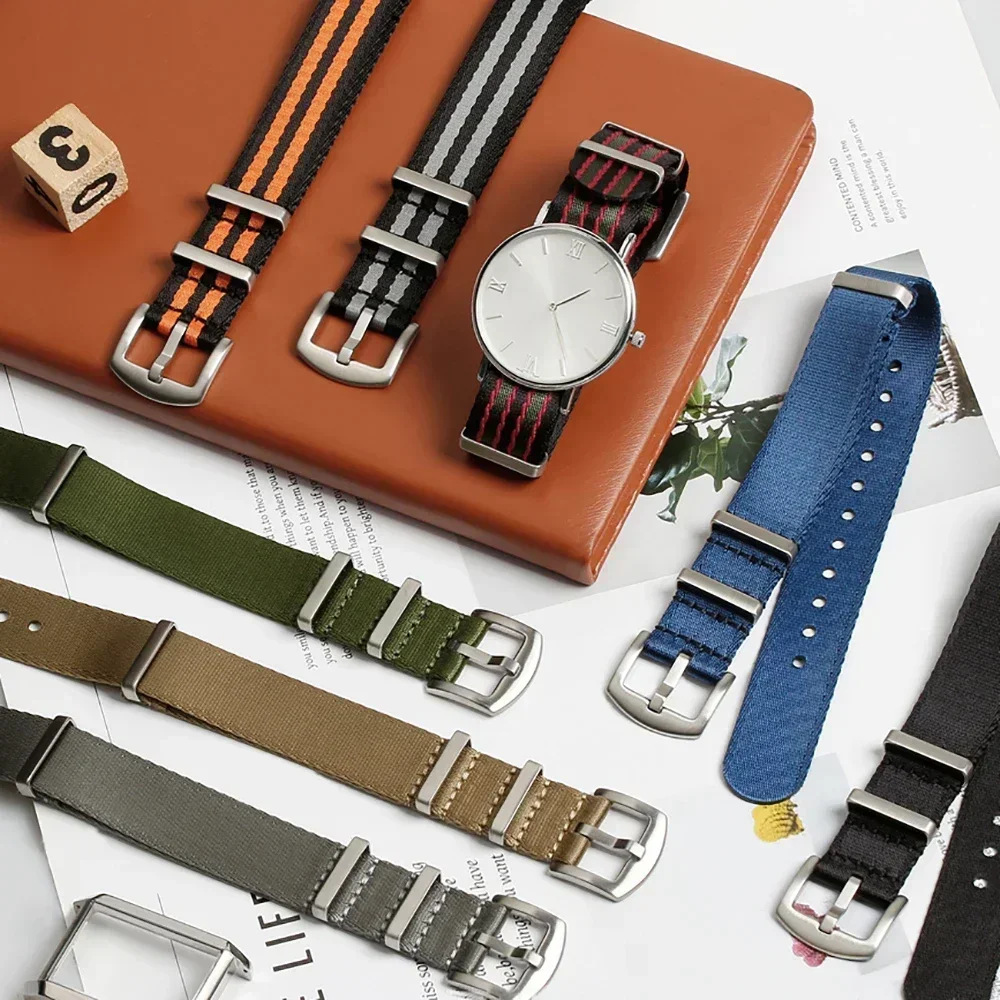 高密度ナイロンストラップ オメガ シーマスター 007 20mm 22mm ソフトナイロンブレスレット セイコー ミリタリーウォッチバンド Samsung Galaxy用