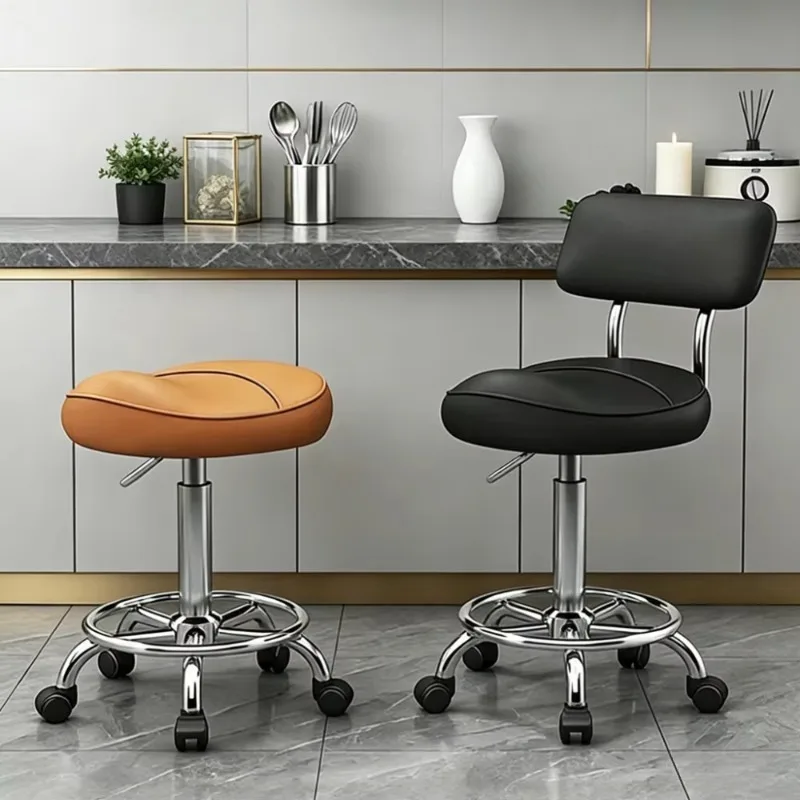 Adjustable Rolling Round Salon Stool, Swivel Seat For Beauty Barber Spa Workspace