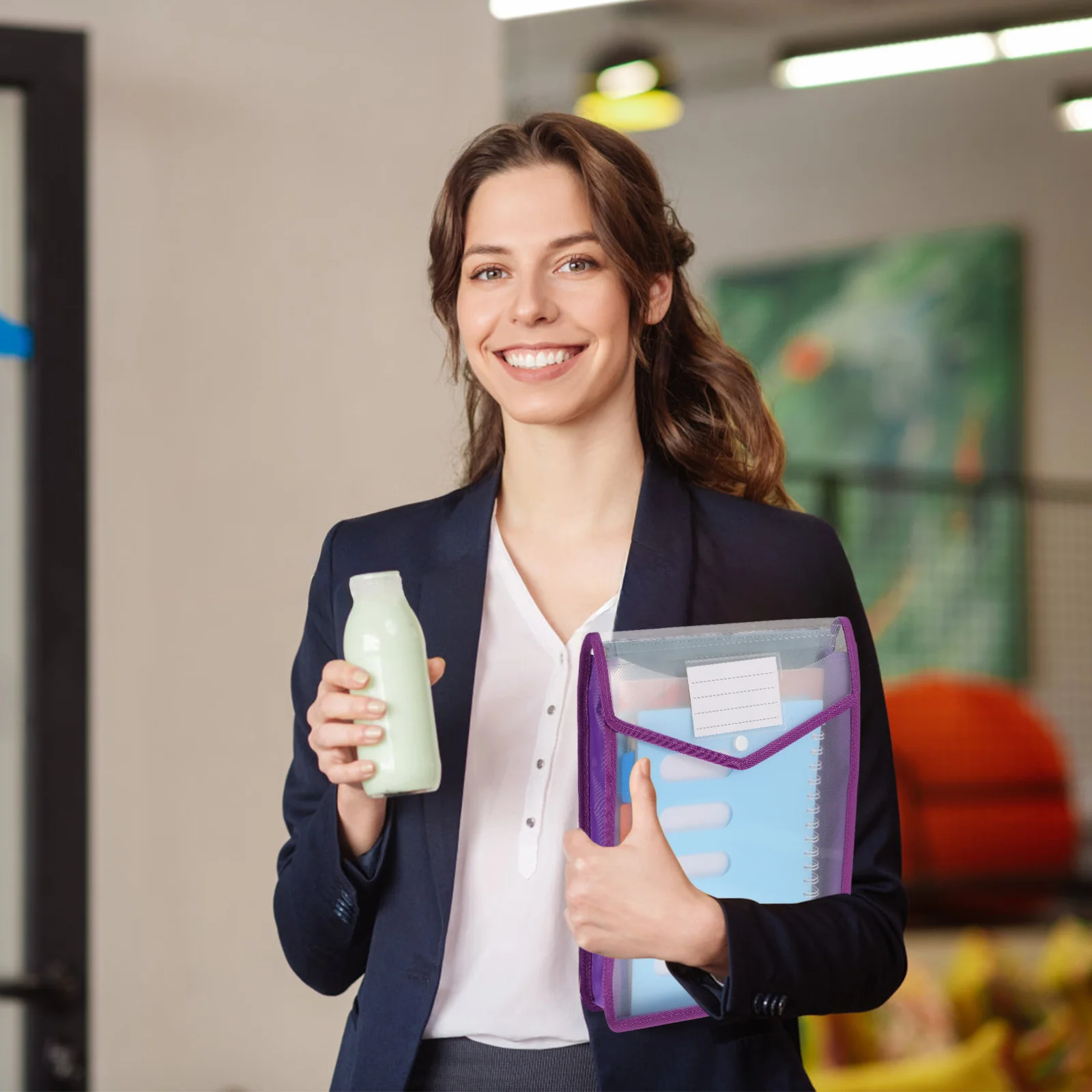 5 قطعة أكياس ملف توسيع واضحة حجم الرسالة مجلد مستندات زر إغلاق منظم الملفات حامل مستندات مكتب التموين #3