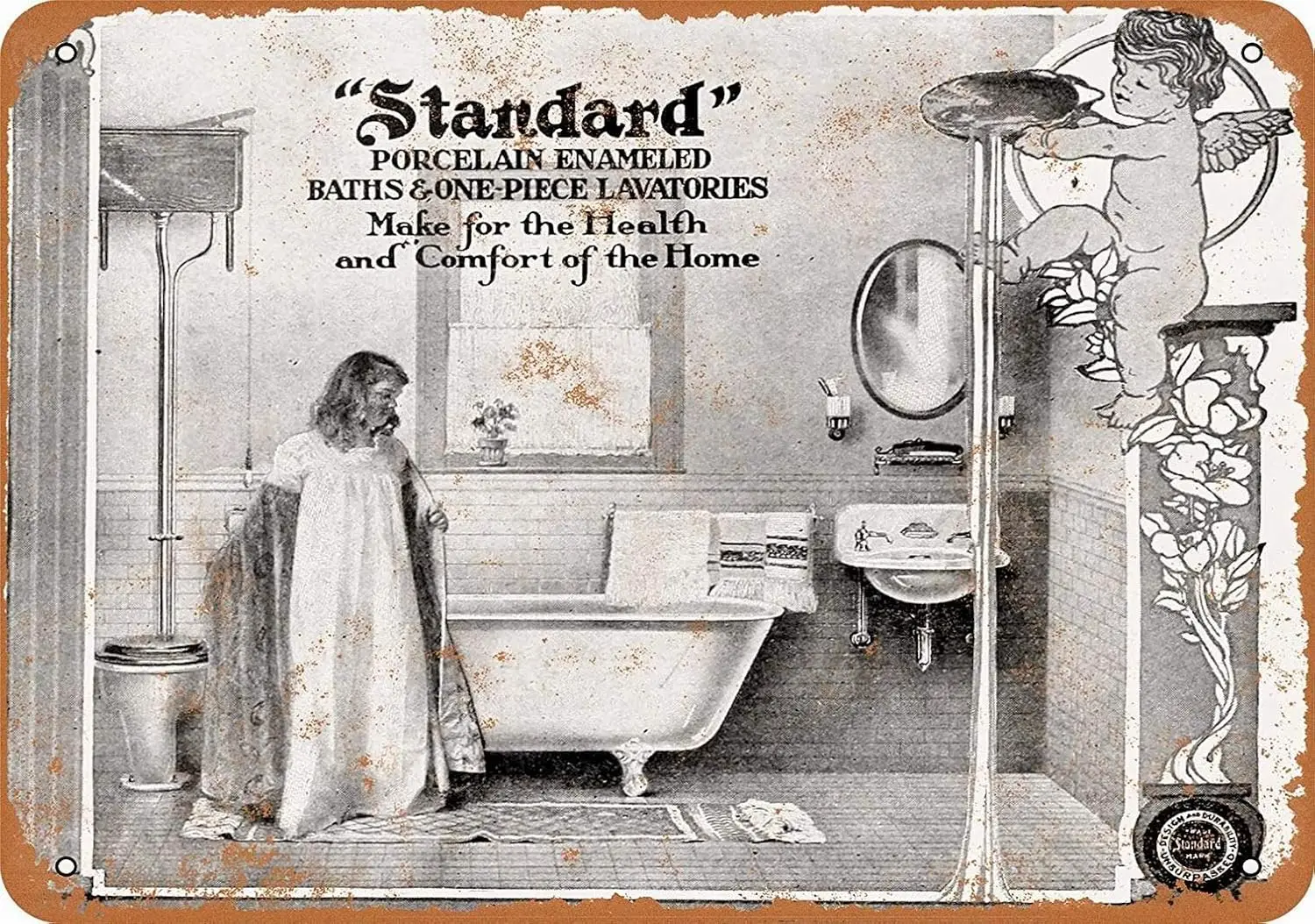 8 x 12 Metal Sign - Standard Porcelain Bathroom Fixtures - Vintage Wall Decor Art sign